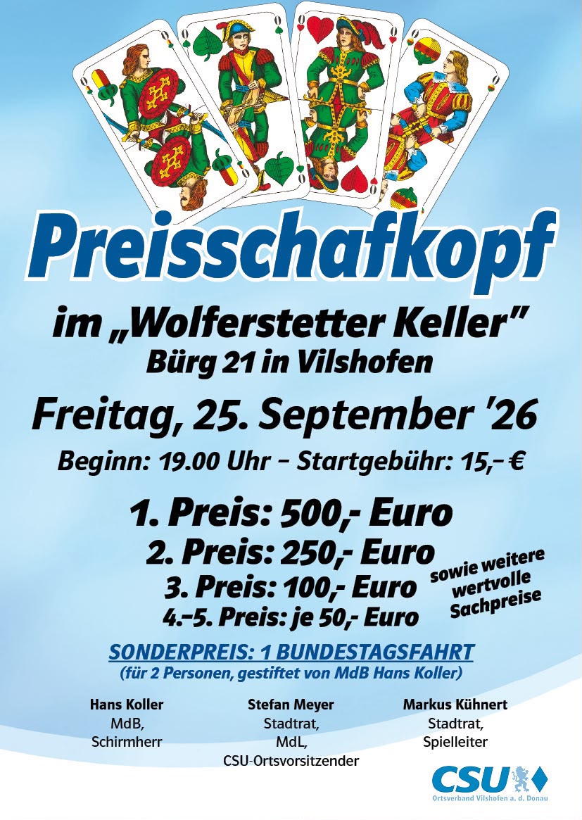 Flyer zum Schafkopfrennen in Vilshofen an der Donau
