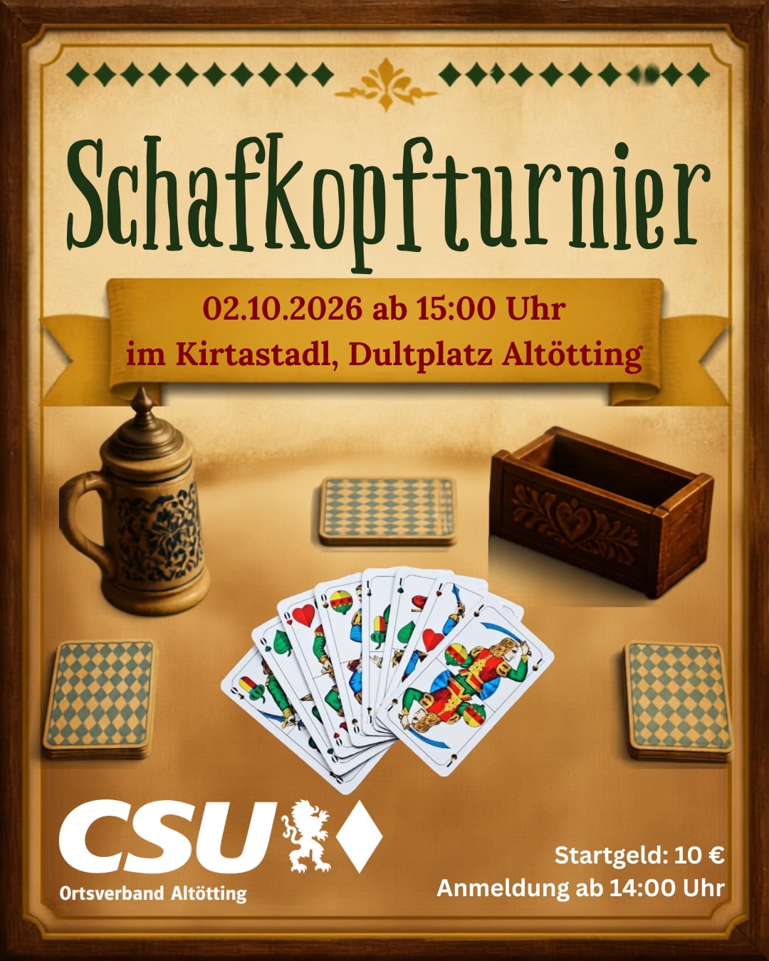 Flyer zum Schafkopfrennen in Altötting