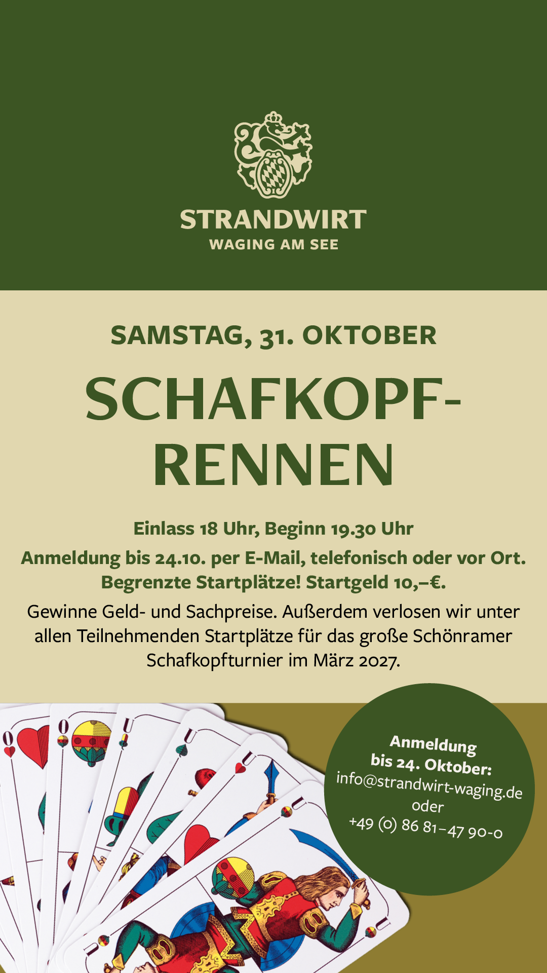 Flyer zum Schafkopfrennen in Waging am See