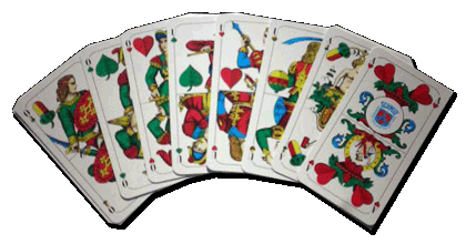 Fächer aus traditionellen bayerischen Schafkopfkarten